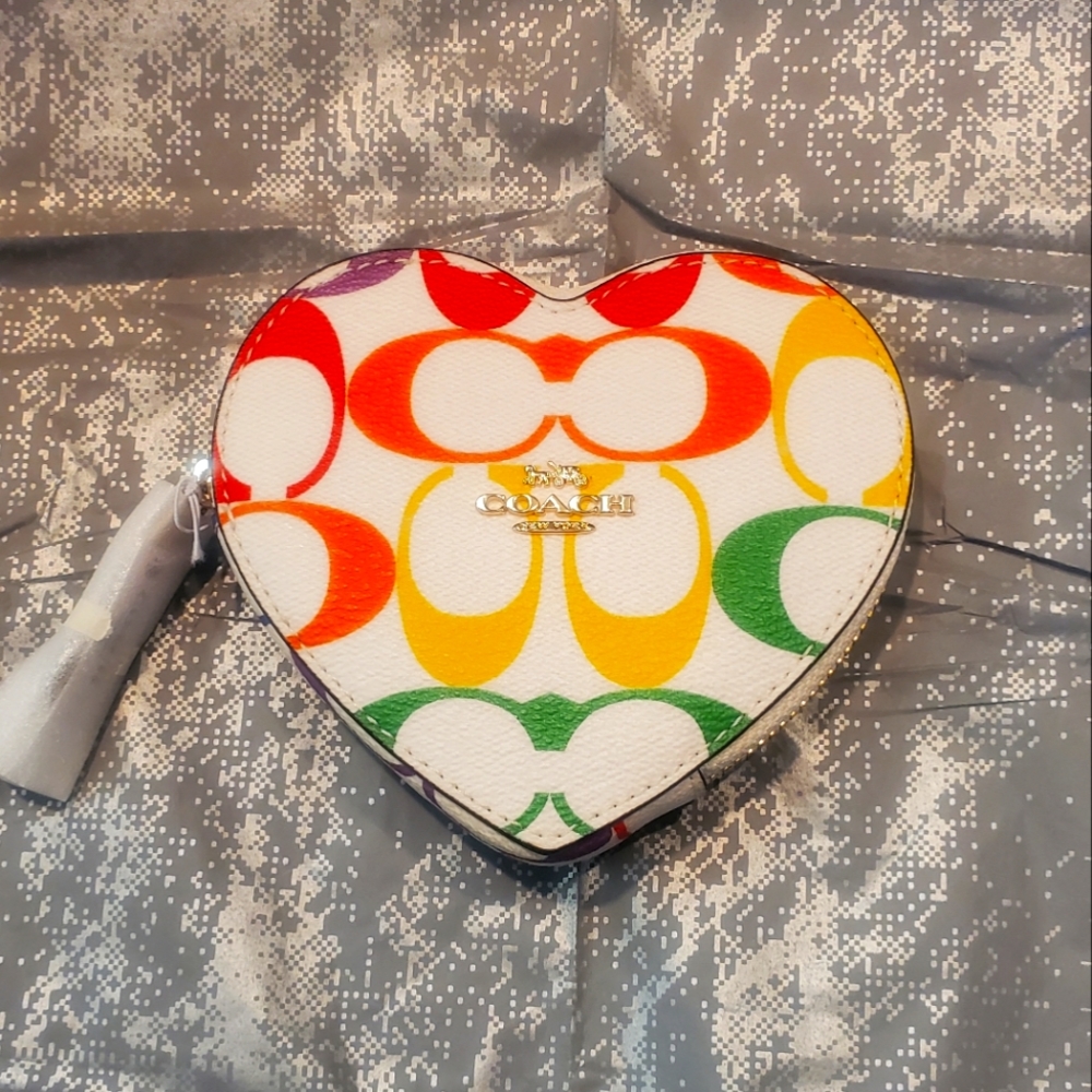 Coach Limited Edition Rainbow Heart Coin Purse
